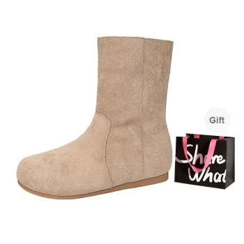 BIGTREE Ankle Boots Women's Apricot/Coffee/Black/Caramel/Khaki