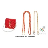 Gold-Tone Red Leather Chain 120cm+Gold-Tone Decorative Chain 50cm[Includes Modified Tool]