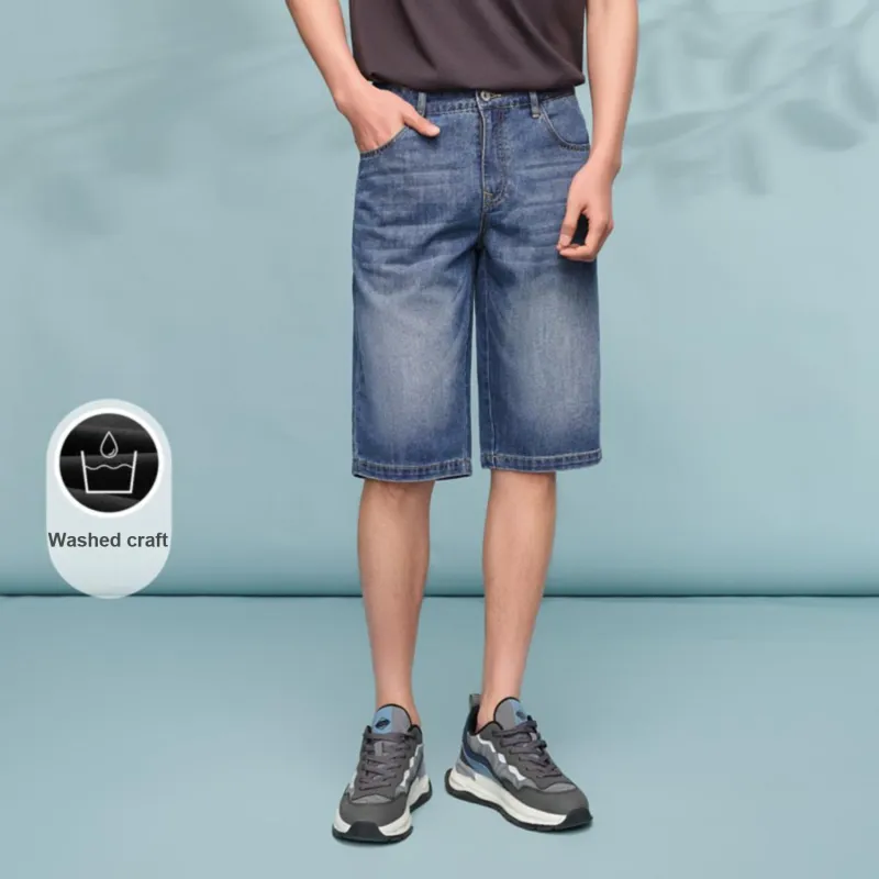 HLA Denim Shorts Men Denim Blue Transition Color Dark 07-2