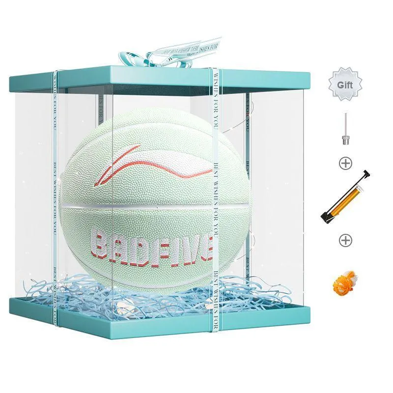 LiNing CBA Collection Rubber Basketball Dark Blue/Light Blue Size 5 Glow In The Dark Unisex-13