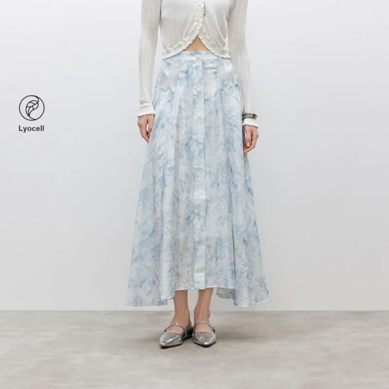 ONLY Casual Long Skirts Women's H3J Ili Tie Dye Blue-2