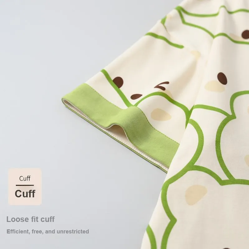 The Story Of The Flower Season Pajama Set Women's Apricot Green-3