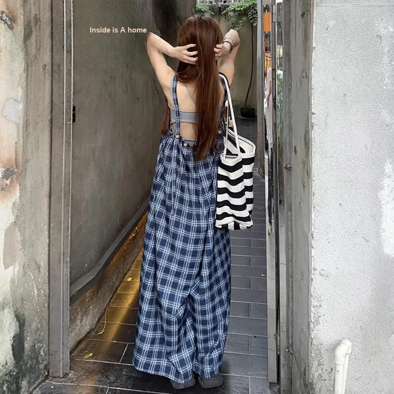 OURUOKE Jumpsuits Women's Plaid Shopping Bag-5
