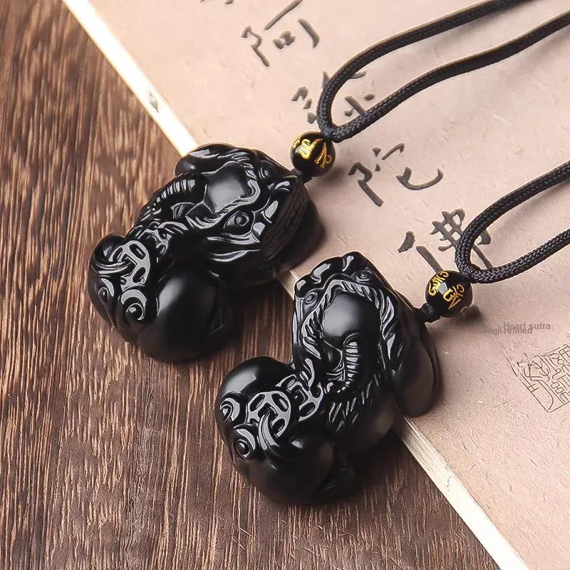 Lingxiang Yurun Obsidian Accessory, Zodiac Year Necklace Unisex-3