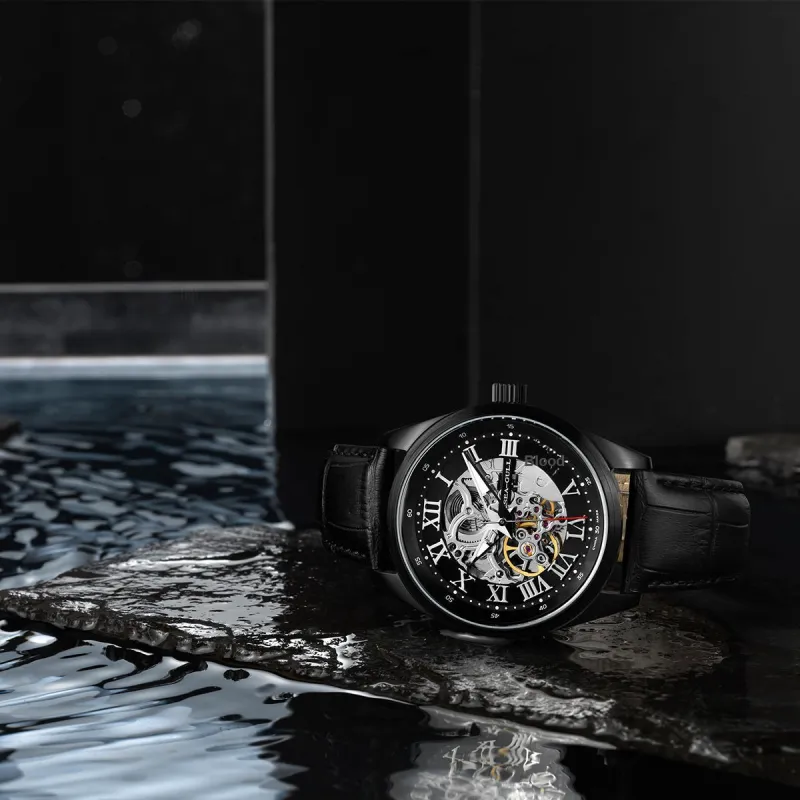 Sea Gull Edge Collection Automatic Mechanical Movement Genuine Leather Strap Watch Men's Watches Cut Out Dial-15