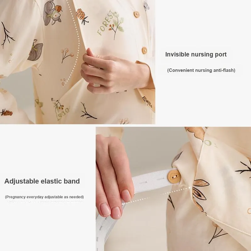 FENTENG Pajama Set Women's Beige Apricot-2