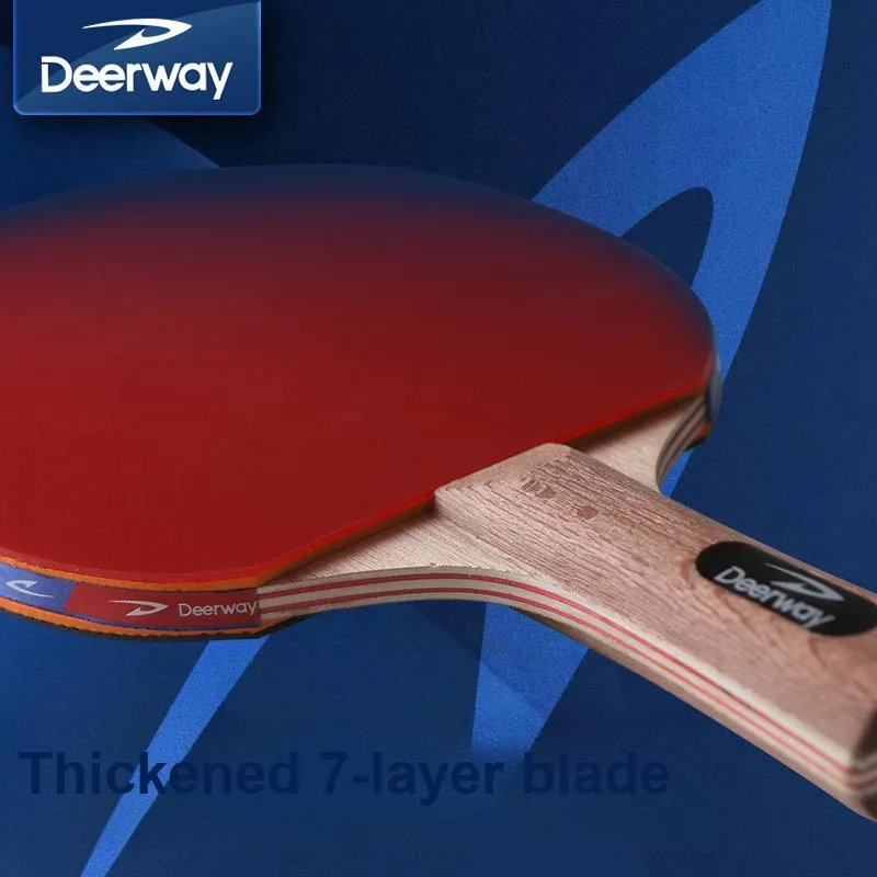 DEERWAY Ping Pong Paddles Unisex 7 Layer Poplar Blade Black Red-2