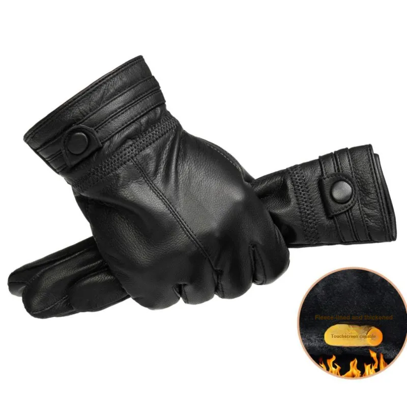 Shanghai Story Sheepskin Knit Gloves Men's Black Gift Box Set-77