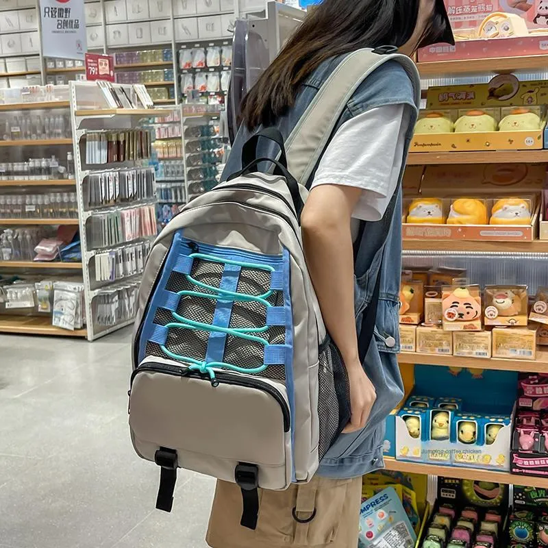 BAODIDAISHU Nylon Backpack Laptop Bag Regular Unisex Ecru/Gray/Black/Blue-10