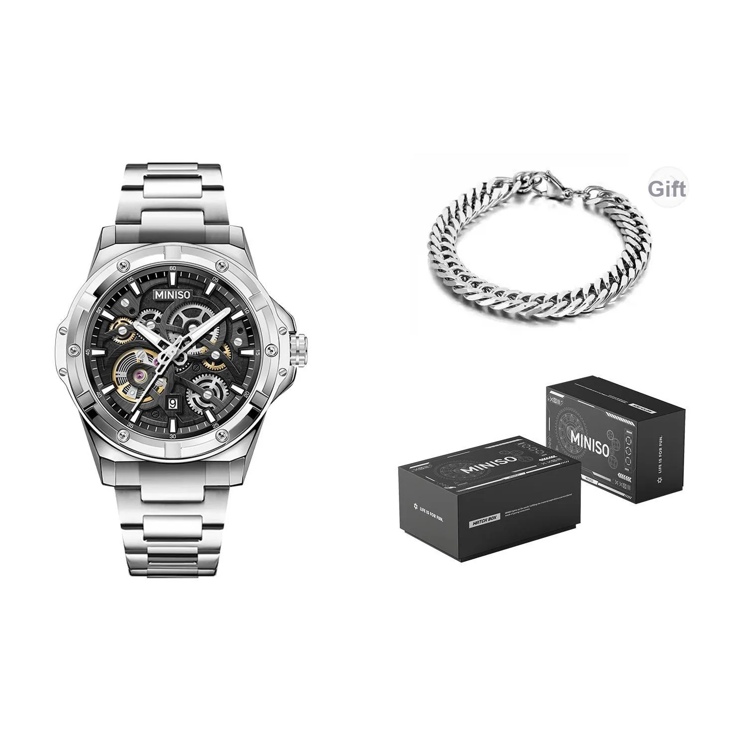 Miniso Darth Vader Collection Кварцевый механизм Стальной ремешок Часы Мужские Черный циферблат