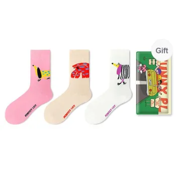 PL Mid Calf Socks Unisex Shopping Bag 3 Pack Mixed Color
