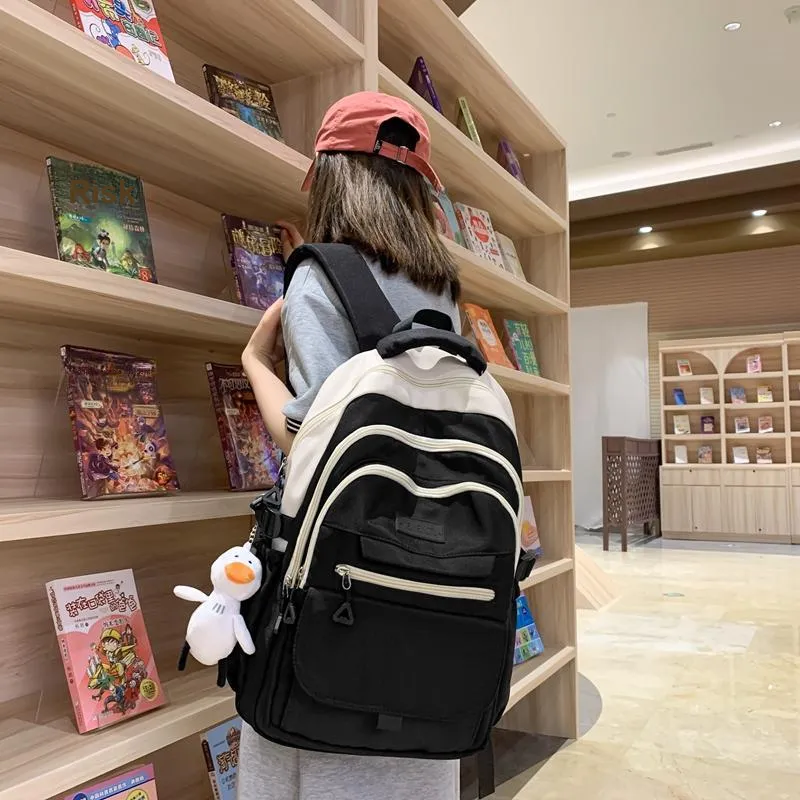 Travel Nylon Backpack Unisex Black/Blue/Purple/Green-3