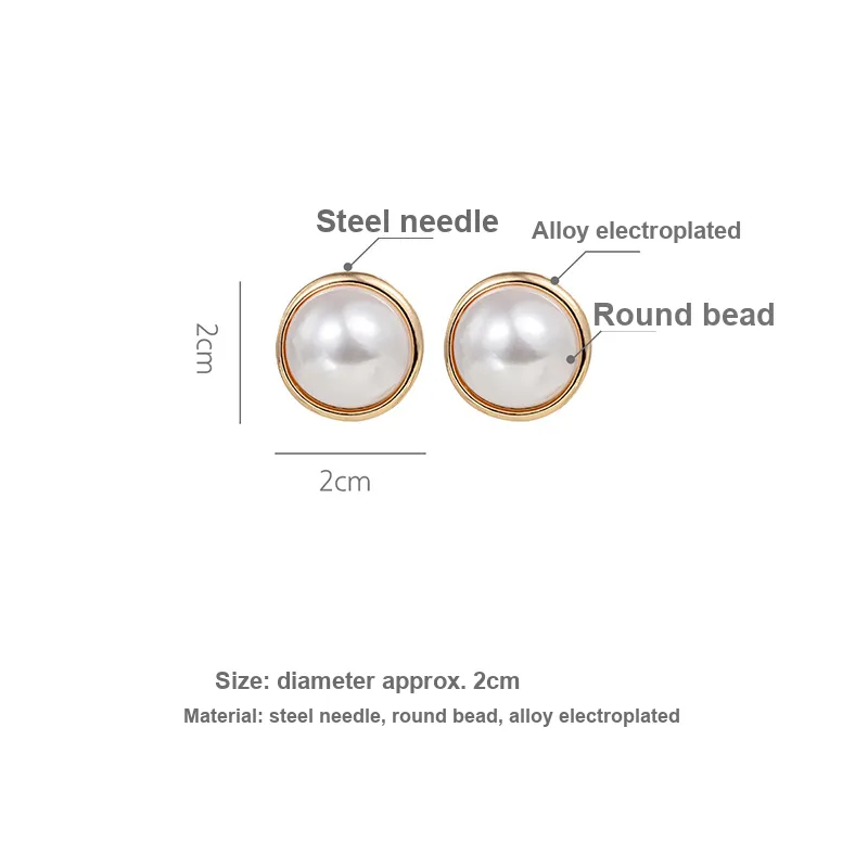 Yiru Round Bead Alloy Stud Earrings Women's-2