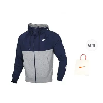 Nike As M Nsw Ce Hoodie Fz Bb Hybri Sweatshirt Unisex Blue Gray Shopping Bag Included