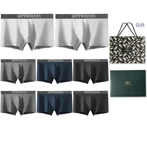 SEPTWOLVES Мужское нижнее белье набор из 8 штук в подарочной коробке + бесплатная сумка для покупок