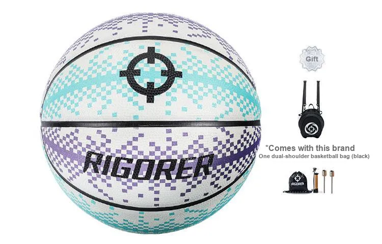 RIGORER Pixel Collection Rubber Basketball Blue Purple White Size 7 Training-8