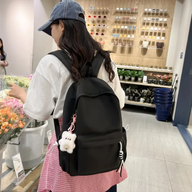 Single Warehouse Nylon Backpack Regular Unisex Black/Yellow/Orange/Green/White/Pink-11