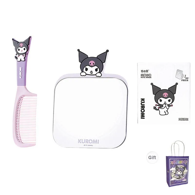 ALL SERIES x Sanrio Cartoon Iron Metal Mirror Comb Set Dormitory Essentials Dormitory Home Use Bedroom Desktop-12