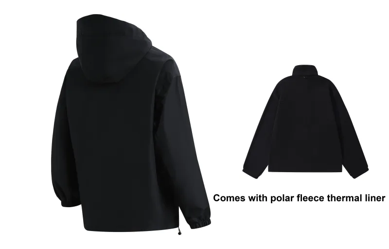 Kawasaki Water Resistant Windproof Quick Dry Windbreaker Jacket Unisex Black-3