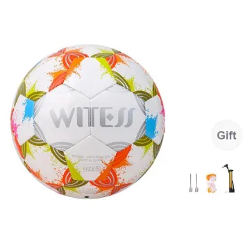 WITESS Size 5 Soccer PVC Machine Stitched Soccer Ball Unisex Multicolor Ink Splatter
