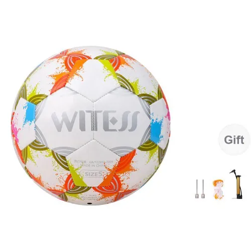 WITESS Size 5 Soccer PVC Machine Stitched Soccer Ball Unisex Multicolor Ink Splatter