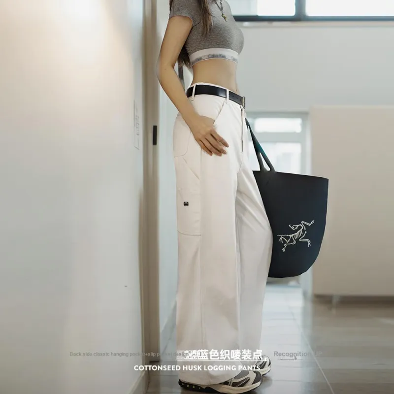 MADEN Casual Pants Women's White Base Color-3