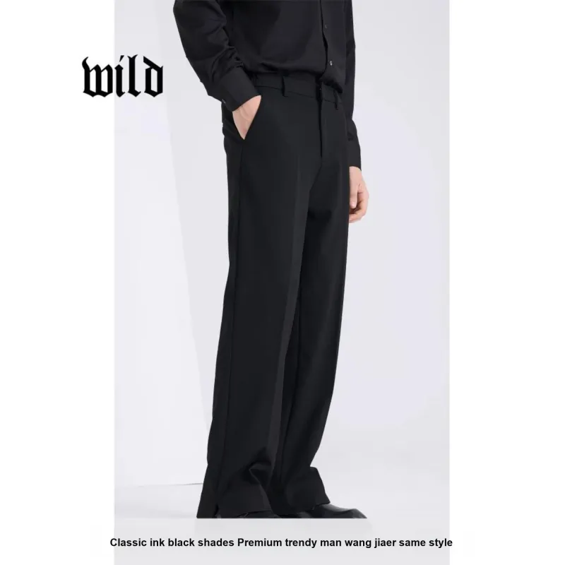 WILD LEADER Suit Trousers Men Black Split Style[XKW4238V08]-1