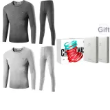 Silk 2-Piece Underwear Set (Dark Gray+Light Gray) with Thermoregulation/Premium Gift Box Set