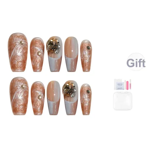 Fanze Винтаж Pearl Осветляющий Luxury False Nail Длинный Pink Gradient 25mm