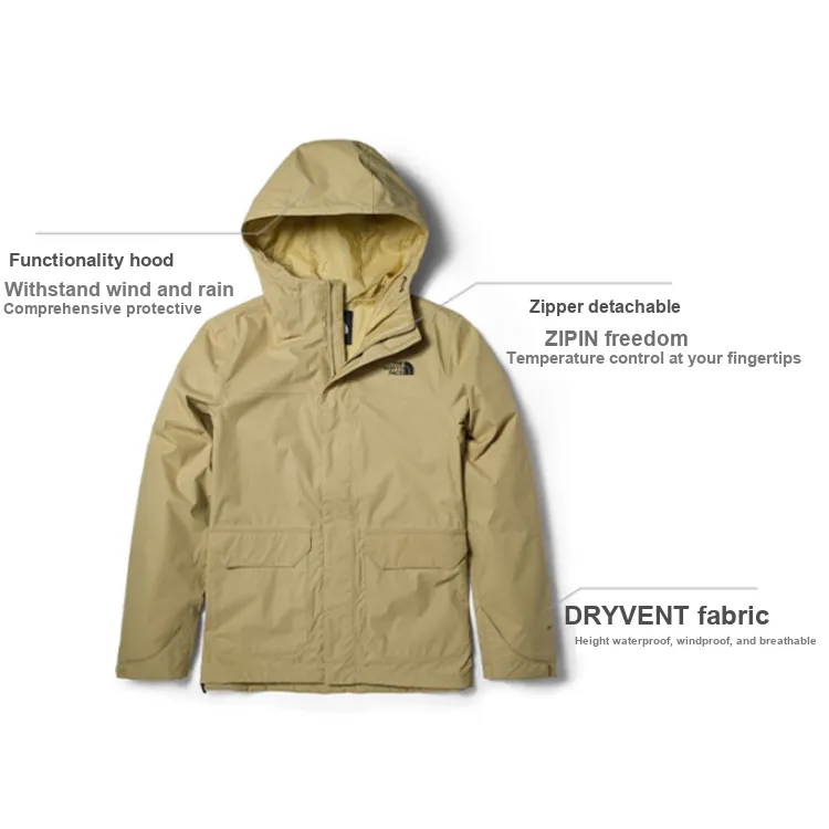THE NORTH FACE City Outdoor Collection Outdoor Hiking Waterproof And Windproof Windbreaker Jacket Men's Khaki-4