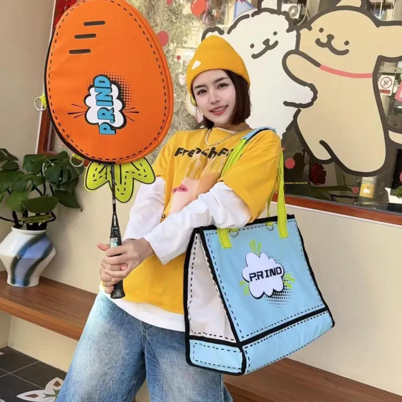 P.R IND x NANJINGLUOBO Badminton Racket Bags 2 Pcs Fashion Trend Shoulder Bag Orange Blue Unisex-1