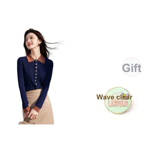 LANGQING Синий Бесплатная доставка с бренд наклейкой Женская трикотажная одежда