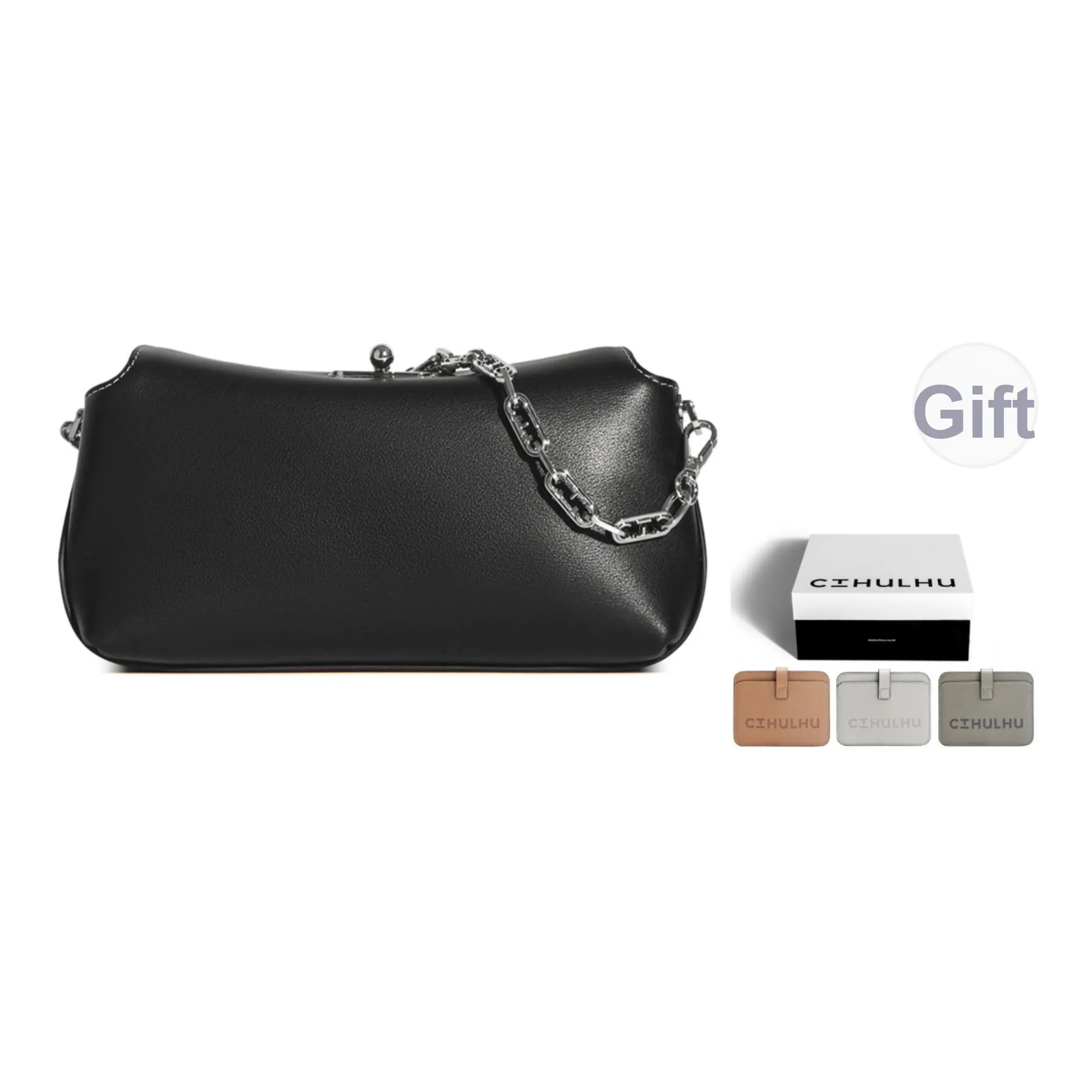 Cthulhu Коровья кожа Съемная цепочка Сумка-багет Средний Женская