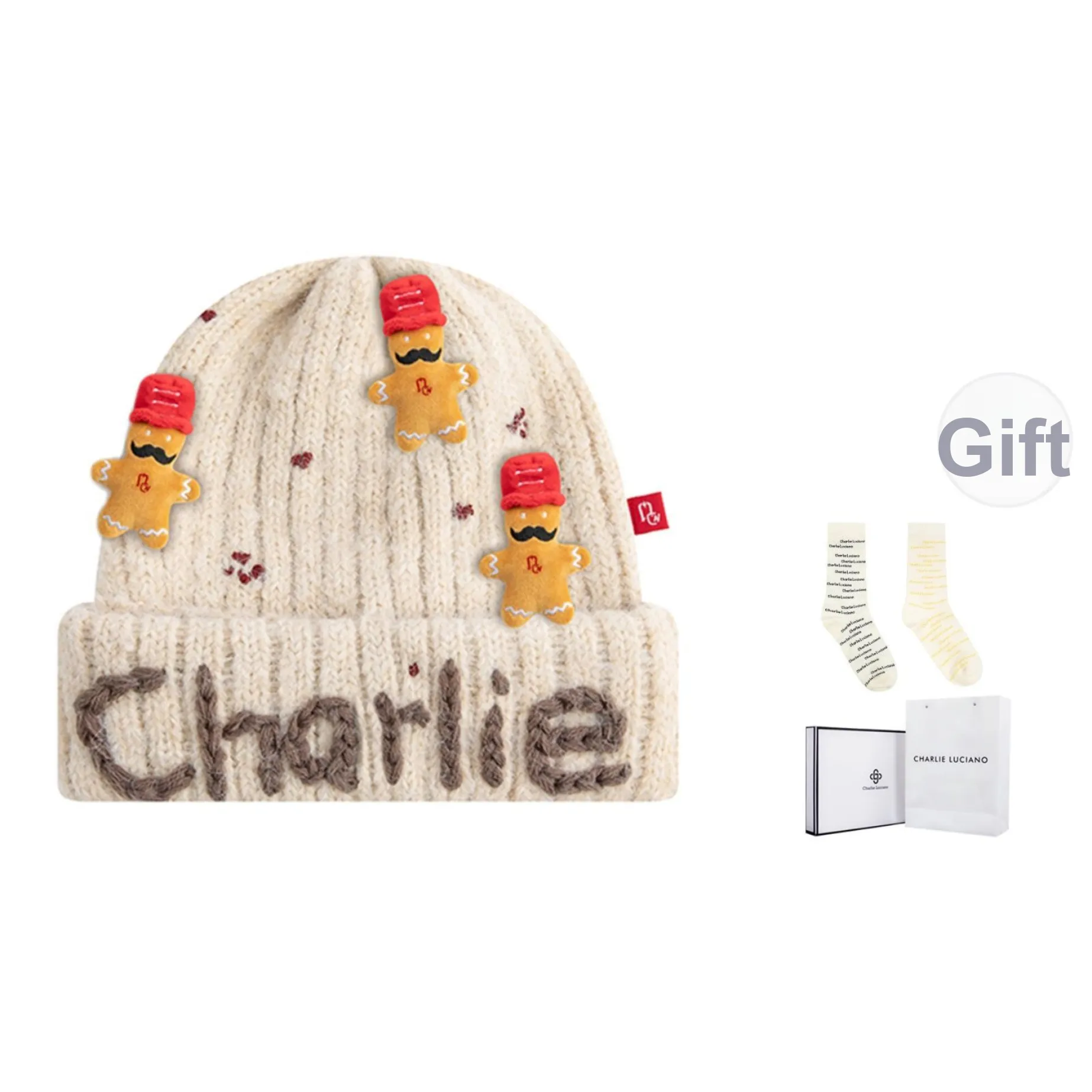 Charlie Luciano Смесовая шерсть Трикотажная ткань Шапка-бини Унисекс Белый