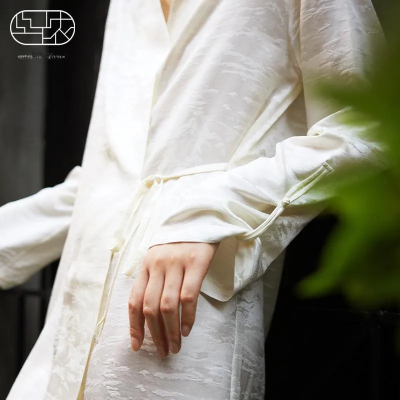 SILKISS Pajama Robe Women's Tea White-3