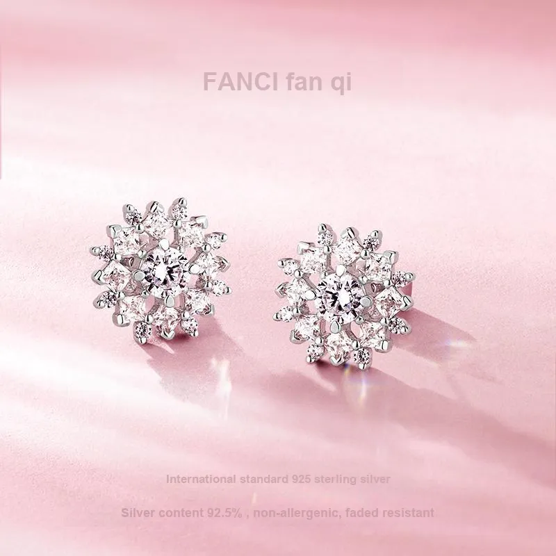 FANCI S925 Silver Stud Earrings Women's-2
