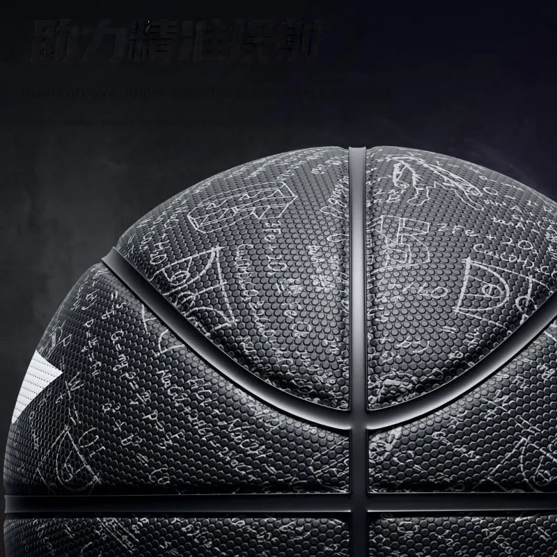 LiNing Hundred Hits Collection Rubber Basketball Black White Size 5, Size 7 Training Unisex-2