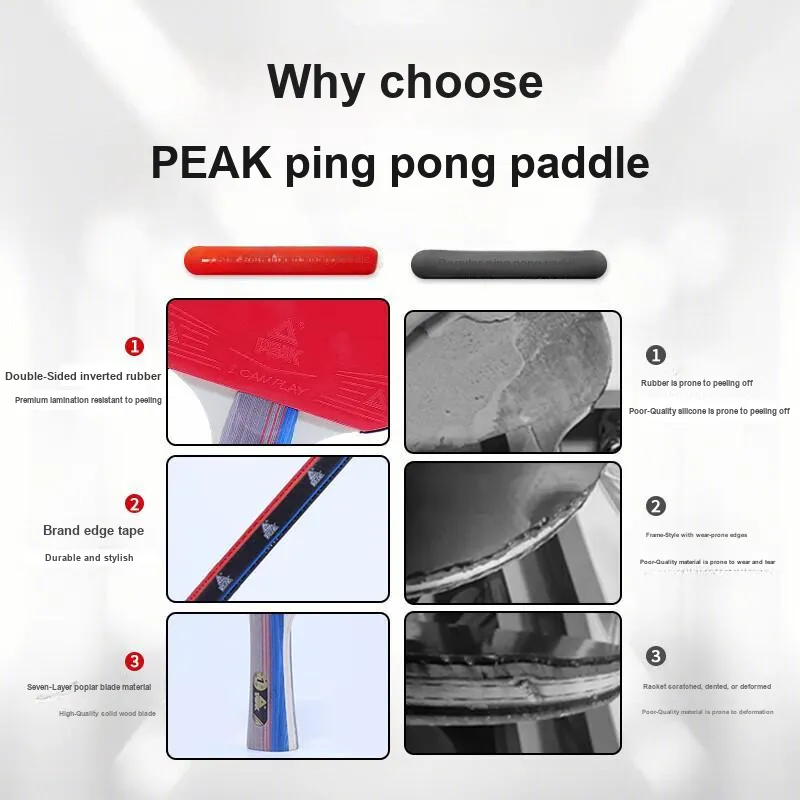 PEAK Ping Pong Paddles Unisex Yangmu Sponge EVC Red-4