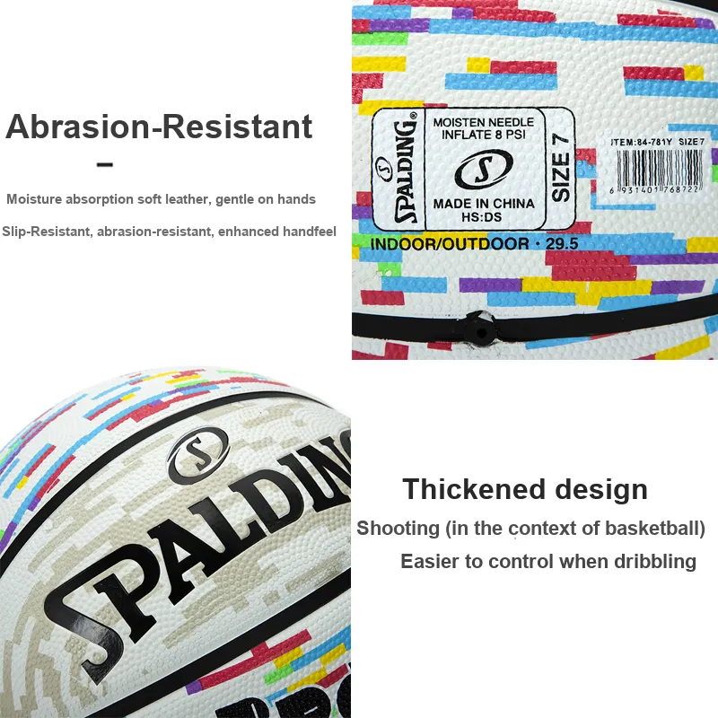 SPALDING Rubber Basketball Multicolor Size 7 Training-1