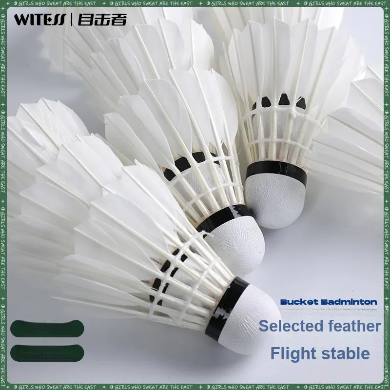 WITESS M7 12 Pack CiGu Duck Feather Big Board Duck Feather Training Competition Specialized Shuttlecocks-3