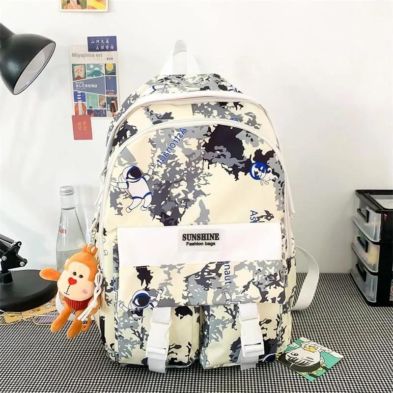 URBAN FOREST Nylon Backpack Unisex Black/Pink/Green-2
