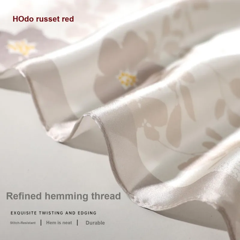 Red Bean Mulberry Silk Scarves Women's-4