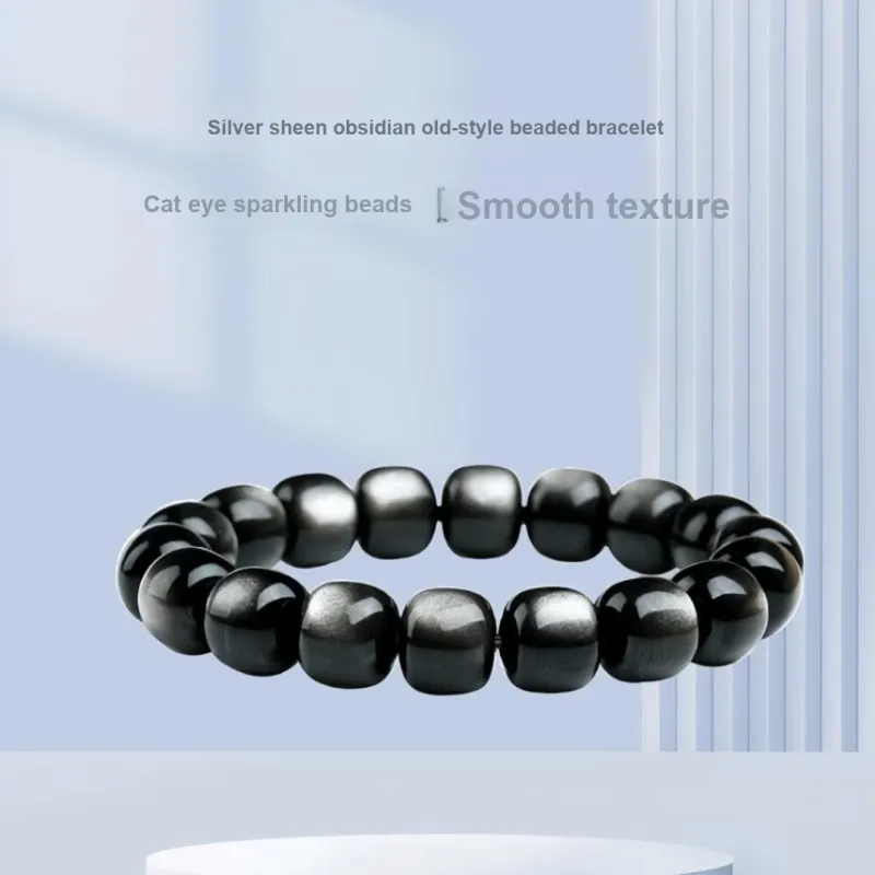 Stone On The Line Obsidian Bracelets Unisex-7