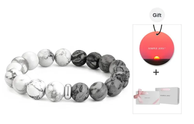 SIMPLE JOYS Bracelets Unisex Map Stone White Turquoise Stretchable Minimalist Style New Chinese Trend-37