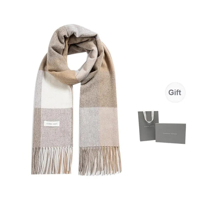 VANESSA HOGAN 100% Australian Wool Plaid Plush Yarn Shawl Cloak Unisex-3