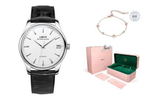 LOBINNI L Mechanical Movement Cowhide Strap Watch Women's Watch White Dial