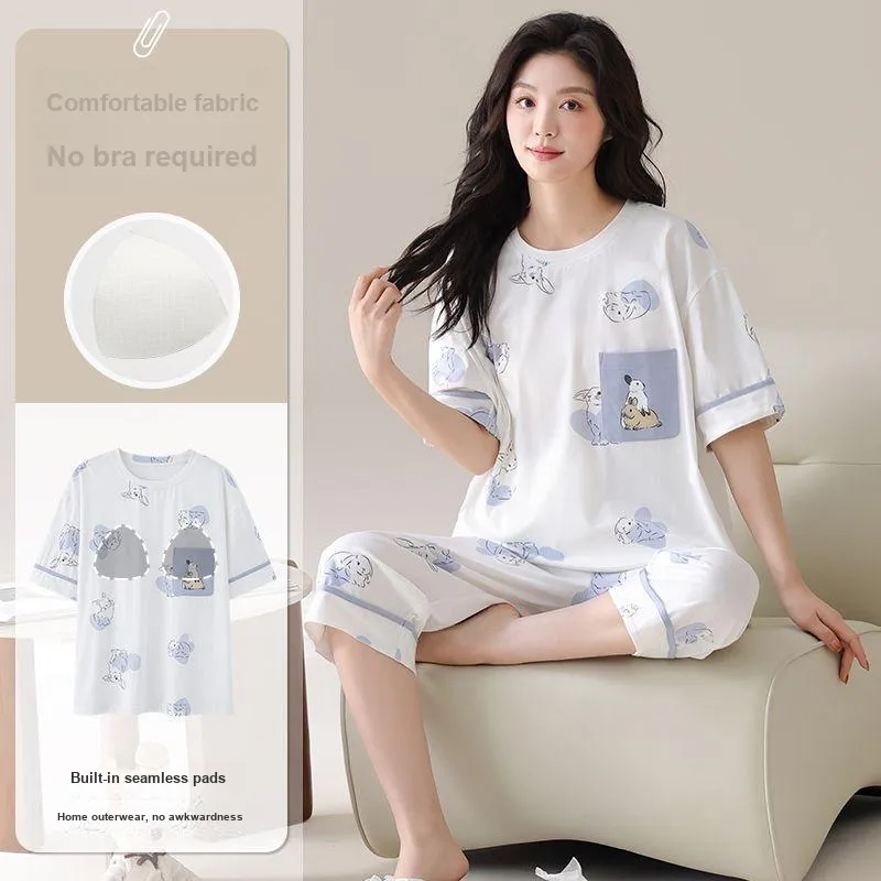 XISHE Pajama Set Women's Light Blue-1