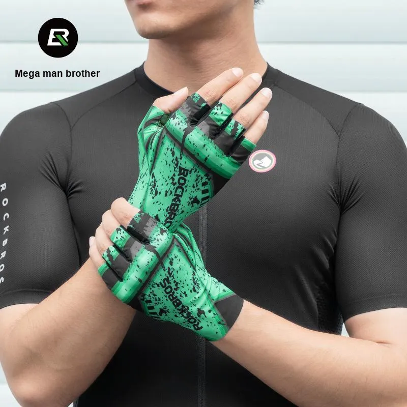 ROCKBROS Riding Equipment Cycling Glove Cycling Unisex Polyester Elastane Nylon PU Black Green-2