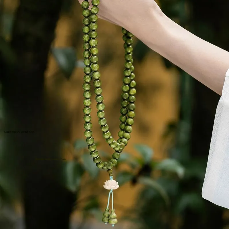 Xiang Yin Green Sandalwood Good Fortune And Prosperity Birthday Commemoration Buddhist Bead Beaded Bracelet Unisex-6