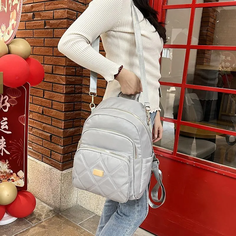 Yalu Oxford Backpack Regular Women's Silver/Black/Pink/Violet/Apricot-5